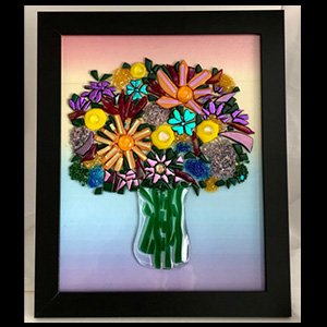 Lucky You Bouquet Of Forever Flowers 8.5 inch x 10.5 inch Framed Glass Art