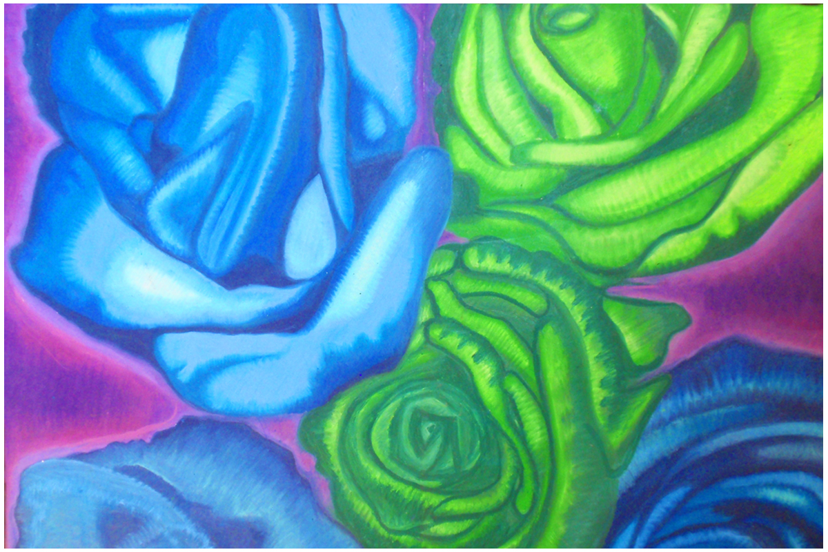 Vibrant Oil Pastel Roses