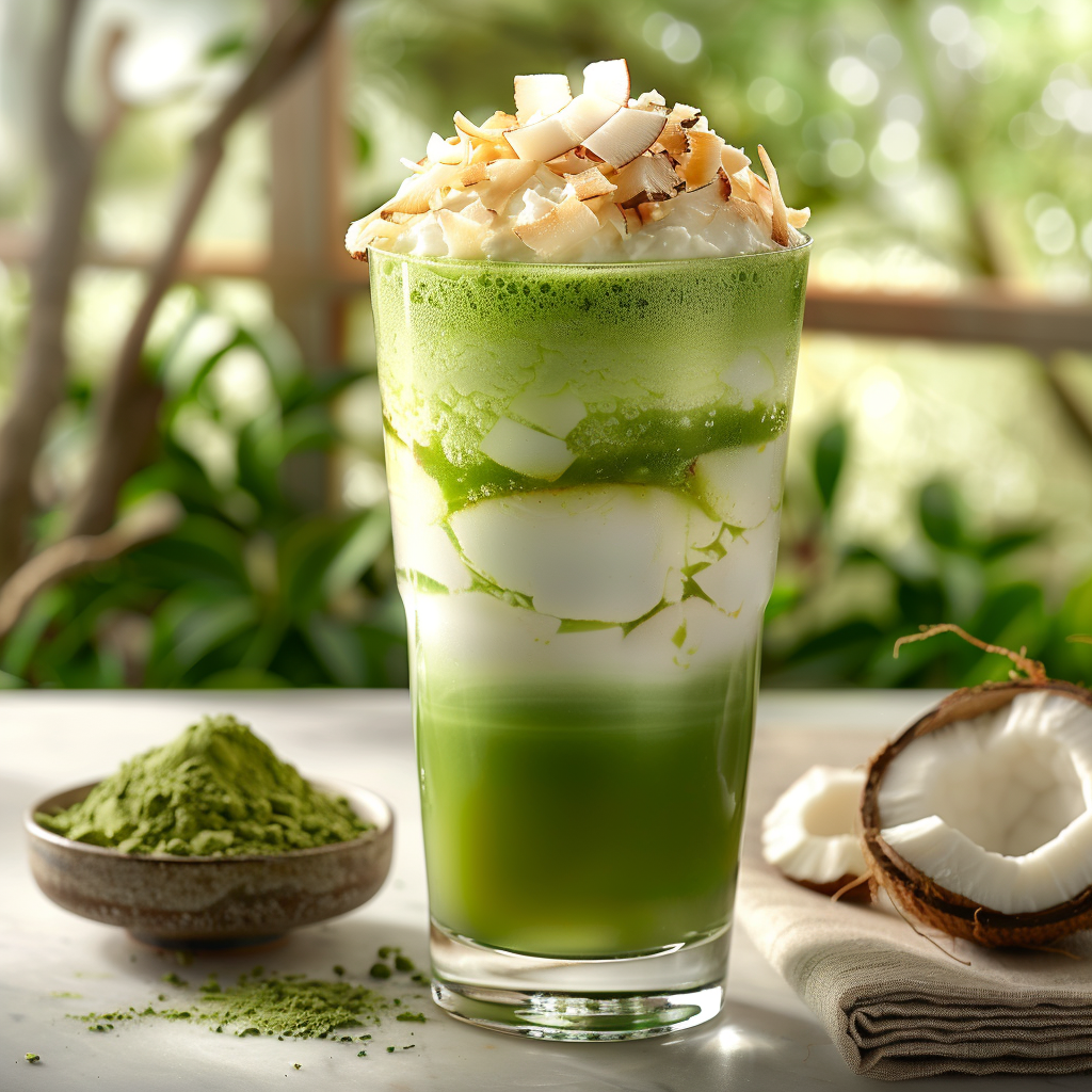 Matcha Coconut Cloud Drink with creamy coconut and vibrant matcha.