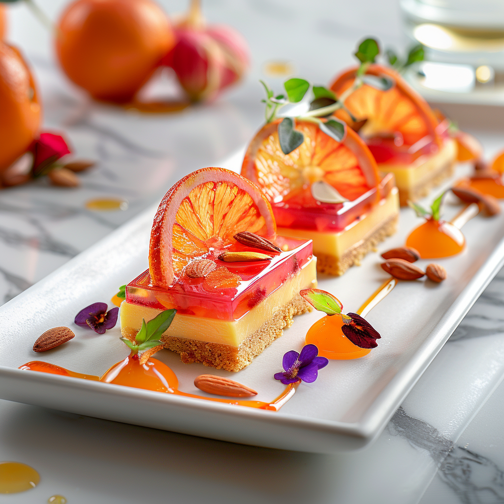 Blood Orange Saffron Jewel Tart plated dessert