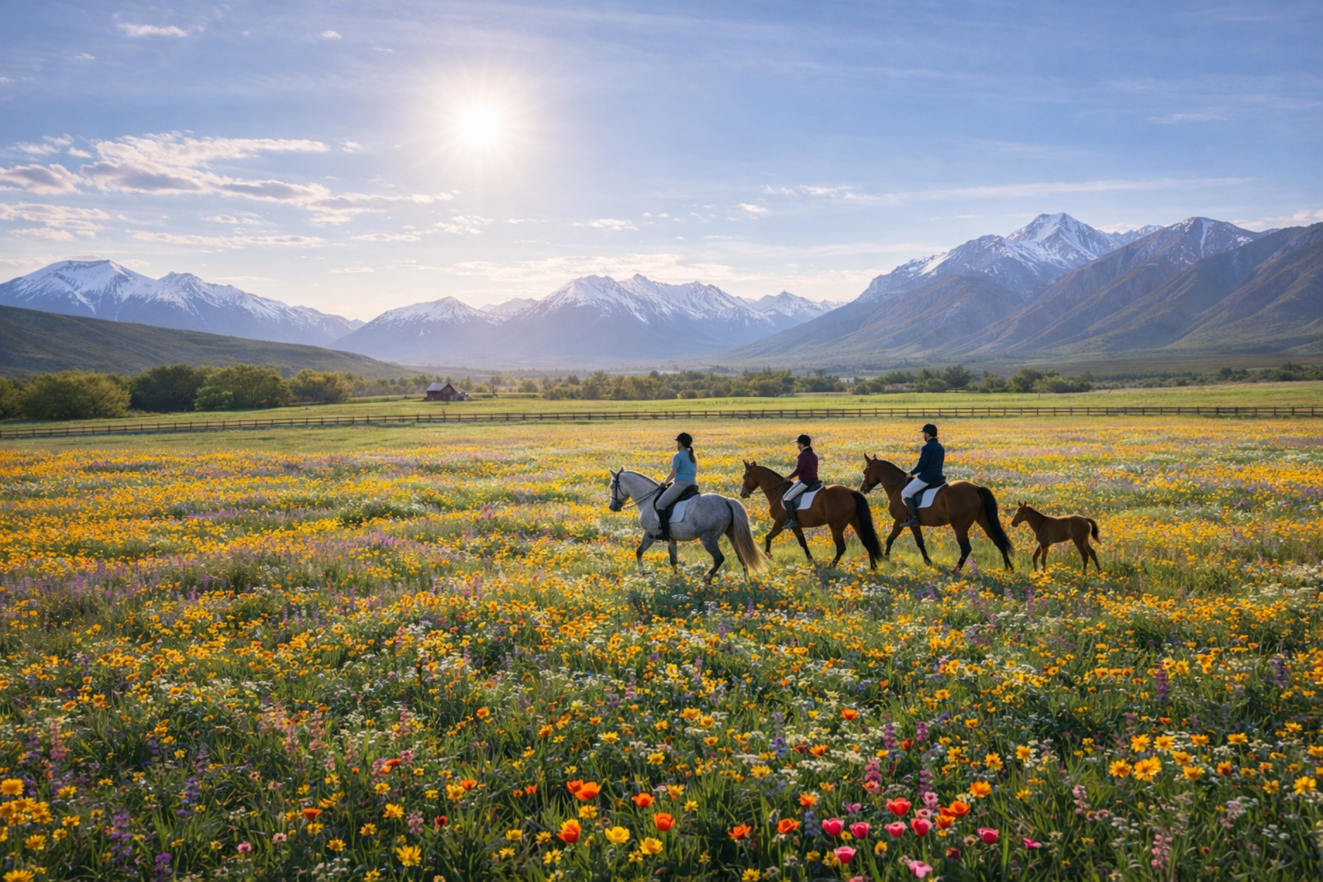 Pasture and mountain landscape surrounding Sierra Equestrian Center