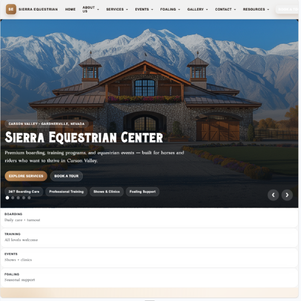 Sierra Equestrian Center Website Design