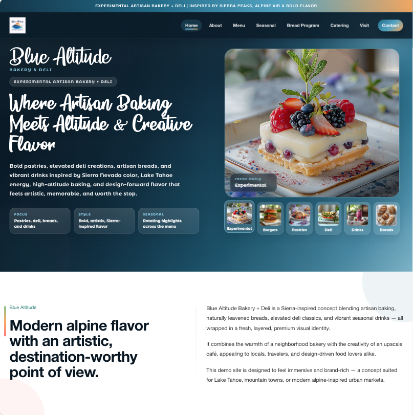 Blue Altitude Bakery & Deli Demo Website